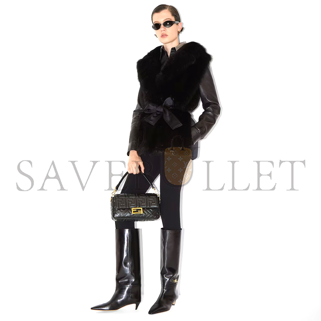 F**di baguette black leather bag 8br600at57f15zw (27*15*6cm)